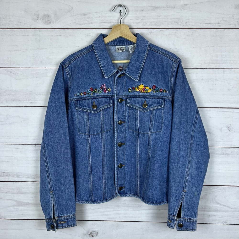 Vintage Disney Piglet Pooh Embroidered Denim Jacket Large
